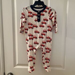 Mud Pie Bamboo Red Car Footie Sleeper Boys Size 6-9 Months NWT